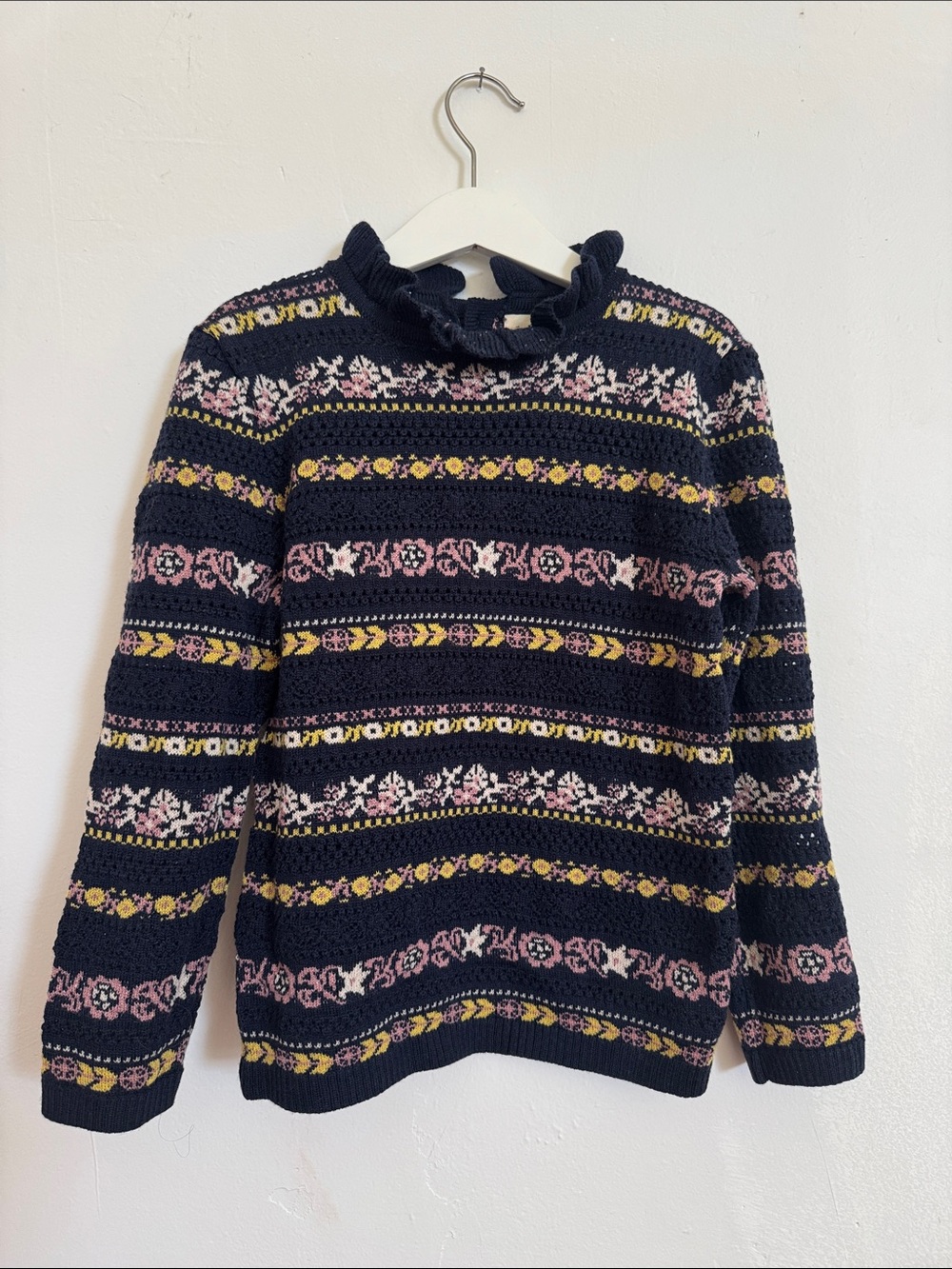 Misha and Puff Girls' Ink Eyelet Ribbon Sweater - Pamela 10y